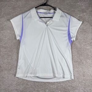 Wilson Hyper-Tek Women White Purple Mesh Trim Athletic Tennis Golf Polo Shirt XL